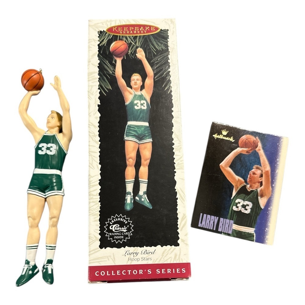 1996 Hallmark Keepsake Hoop Stars Ornament NBA Celtics Larry Bird NIB Card Incl.